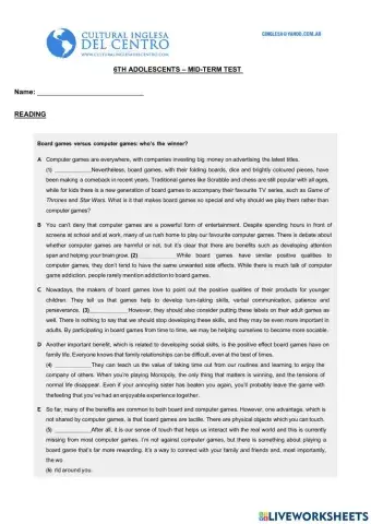 Reading - Optimise mid term test