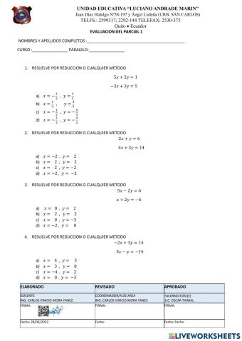Sistemas de ecuaciones