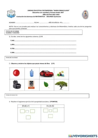 MATEMATICA  Evaluación metacognición IIQ