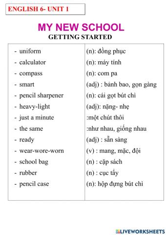 Englissh 6- unit 1- getting started