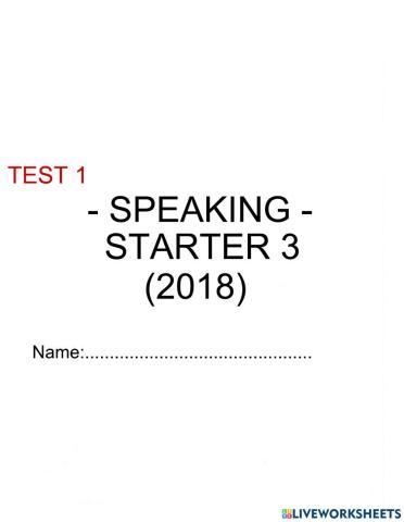 Starter 3 (2018) - Speaking