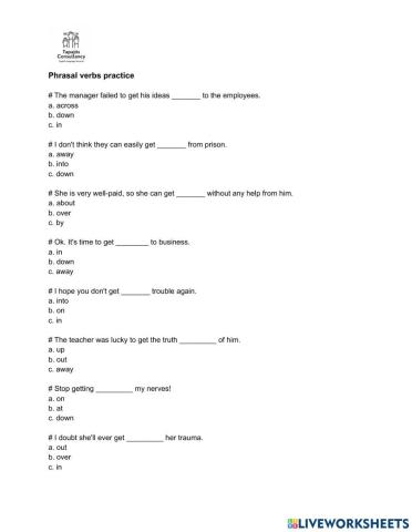 Phrasal verbs practice: get