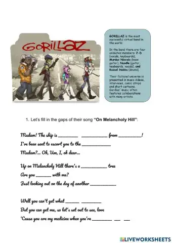 Listening song: Gorillaz On Melancholy Hill