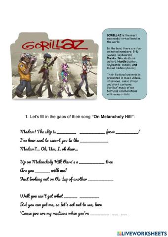 Listening song: Gorillaz On Melancholy Hill