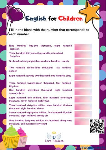 Cardinal number from 6 to 9 digits efc