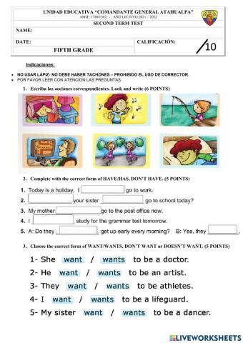 English Exam FIFTH COGNA