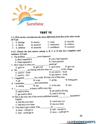 Bộ đề 10 -Lưu Hoằng Trí- Test 12