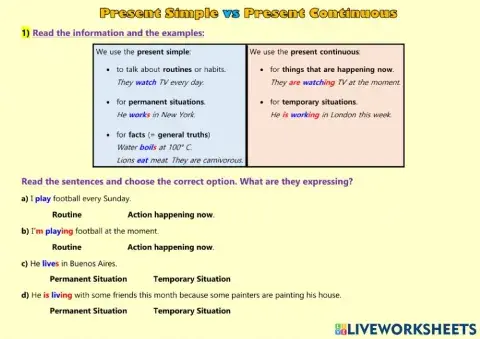 Present Simple vs. Present Continuous