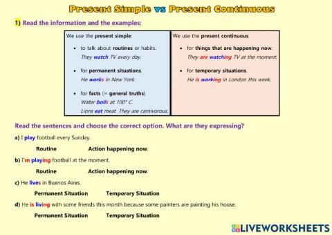 Present Simple vs. Present Continuous