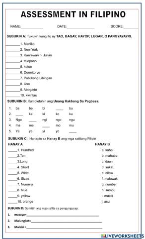 Filipino assessment