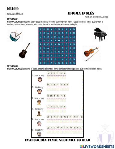 Evaluación segunda unidad