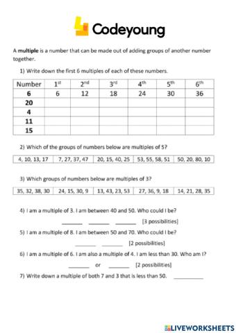Factors, Multiples, and their Properties Concept 