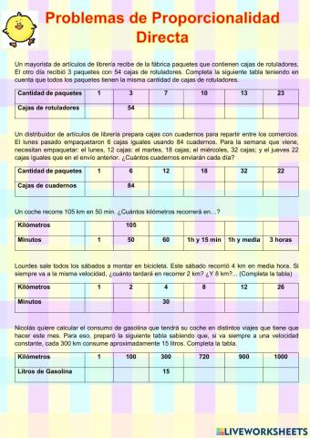 Proporcionalidad directa 2