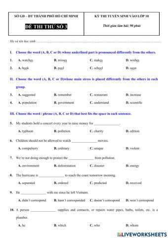 Đề 3 - TS 10 TPHCM - 2022