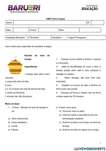 Avaliação 2º bimestre