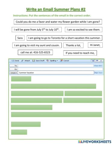 Summer Plans Worksheet 2