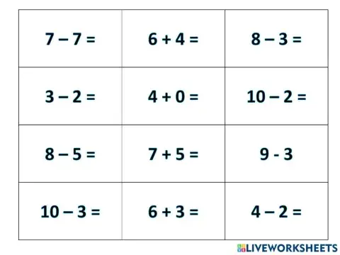 Puzzle Sumas y Restas 2