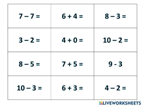 Puzzle Sumas y Restas 2