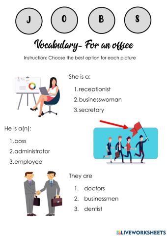 Jobs- Vocabulary for an office