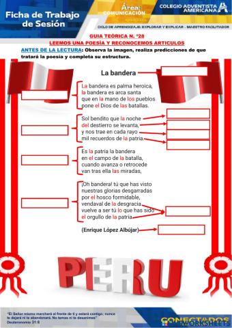 LEEMOS UNA POESIA Y RECONOCEMOS ARTÌCULOS