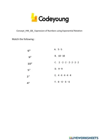 Concept-HW-G8- Expression of Numbers using Exponential Notation