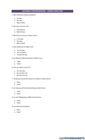 Listening Comprehension - Pre Intermediate