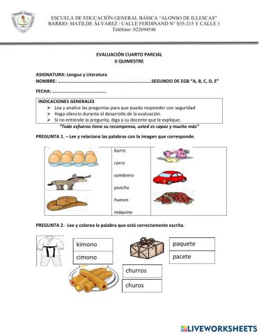 Evaluacion  de lenguaje