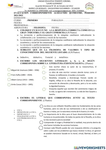 Filosofía de primero bachillerato