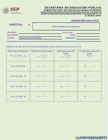 Punto medio de un segmento