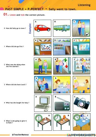 PAST SIMPLE + PRESENT PERFECT - Sally went to Town - Listening