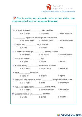 Verbos de cambio