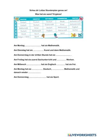 Lottas Stundenplan