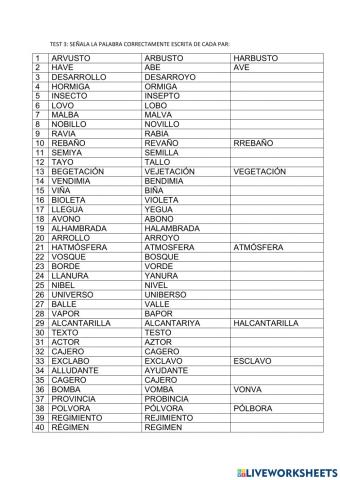 Test 3 Ortografía