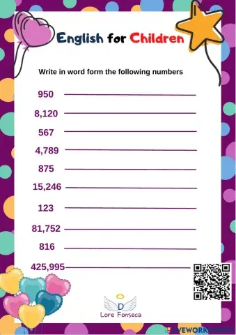 Cardinal numbers from 3 to 6 digits efc