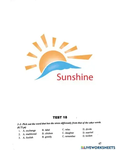 Bộ đề 10 -Lưu Hoằng Trí- Test 18