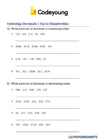 Comparing and Ordering decimals Advanced