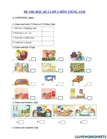 The second semester test grade 3