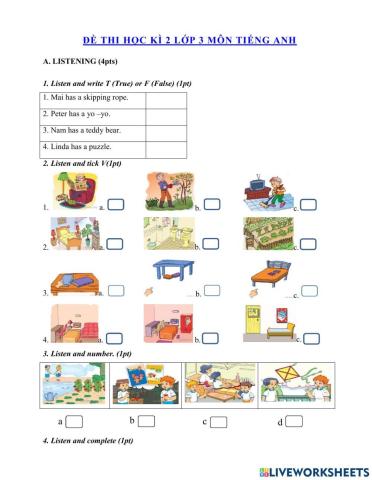 The second semester test grade 3