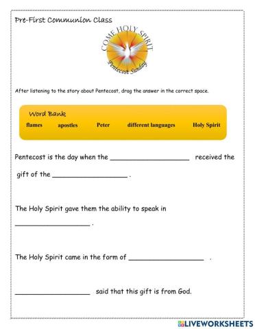 Pentecost Worksheet