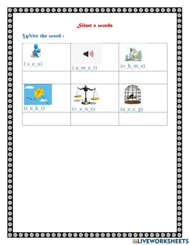 Silent e words