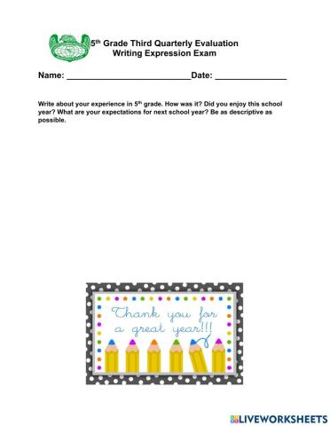 Writing 3rd quarterly exam