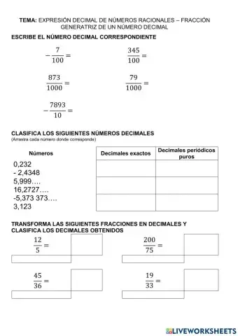 Expresiones decimales de números racionales