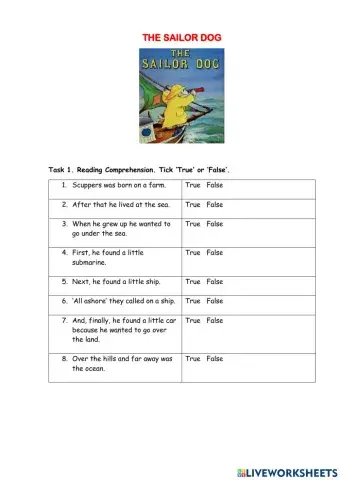 The Sailor Dog Worksheet 1