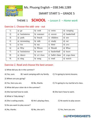 Grade 5 - theme 1 - lesson 5