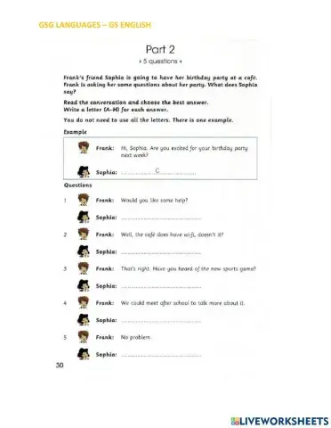 Skills Builder For Cambridge - Flyers - Reading & Writing - Part.2 - Test 2