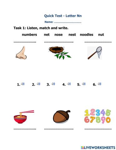 Quick test - Letter Nn