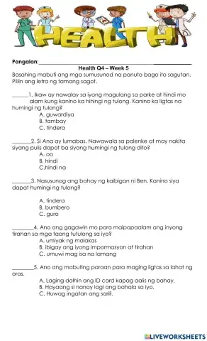 MAPEH-HEALTH Q4 Week 5