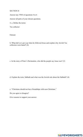 Religious Studies BJC Practice