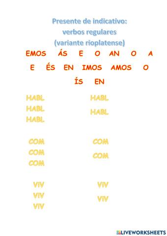 Verbos regulares (variante rioplatense)