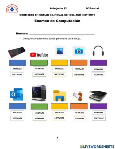 Examen de Computación Primer Grado IV Parcial